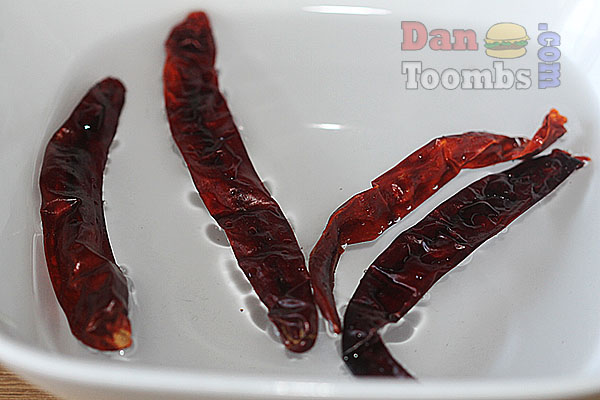Soaking dried red chillies