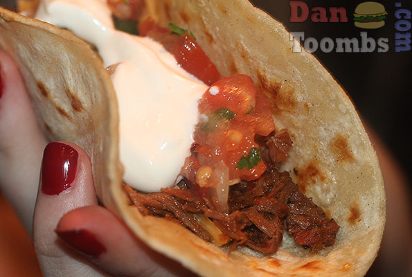 Slow cooked Mexican beef taco