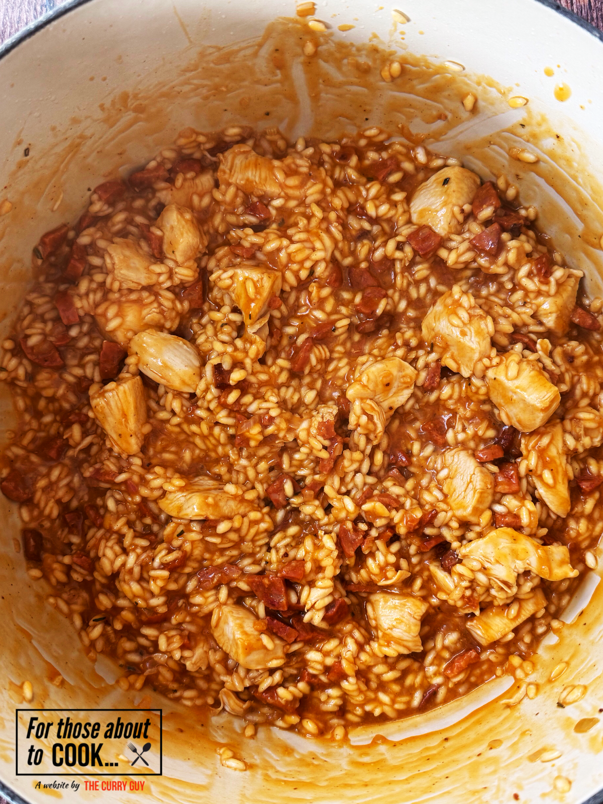 Finished chicken and chorizo risotto