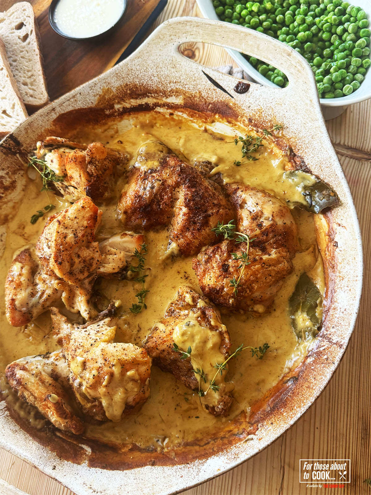 40 clove garlic chicken in the bowl it was cooked in.