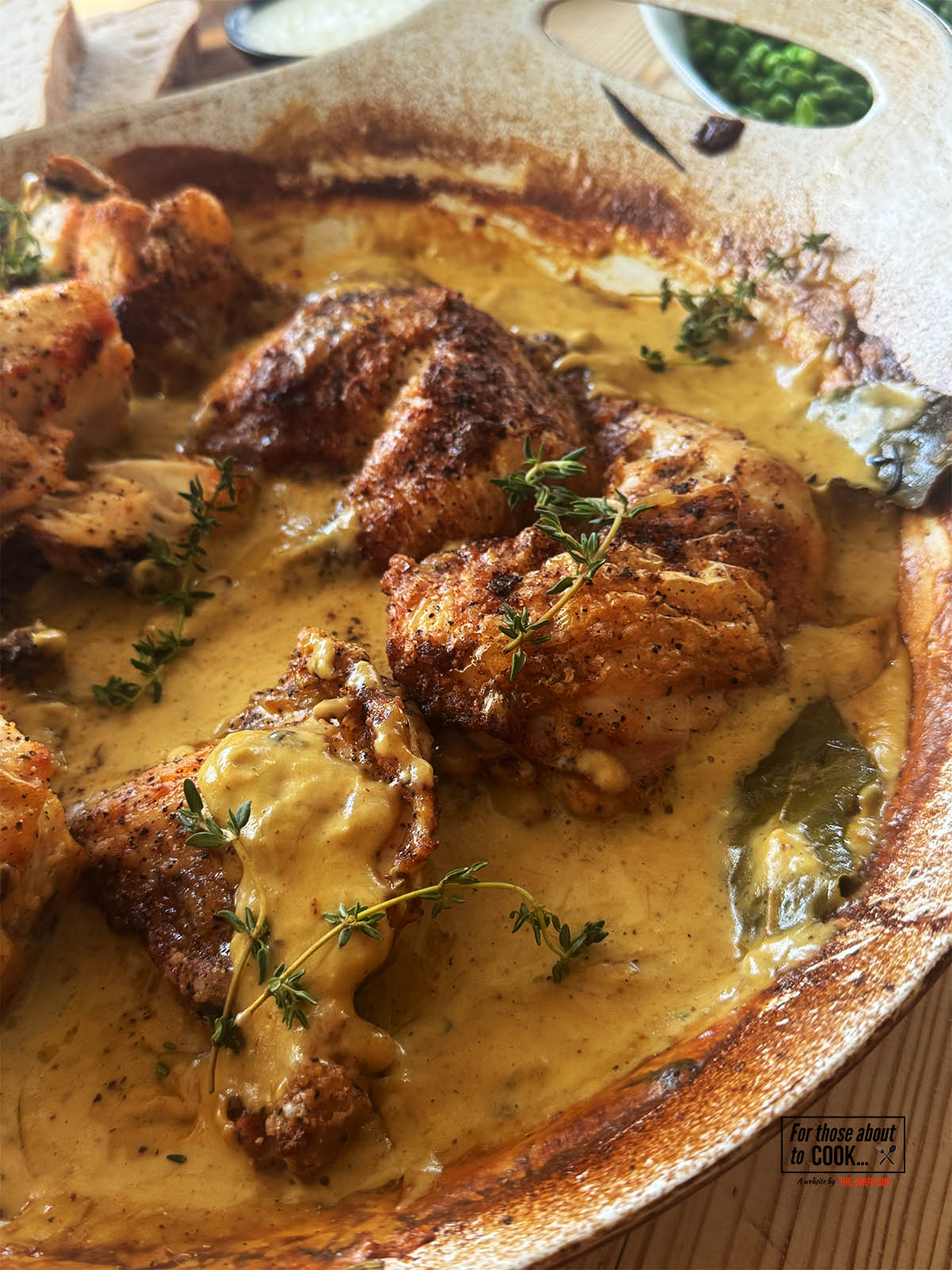 The finished 40 clove garlic chicken