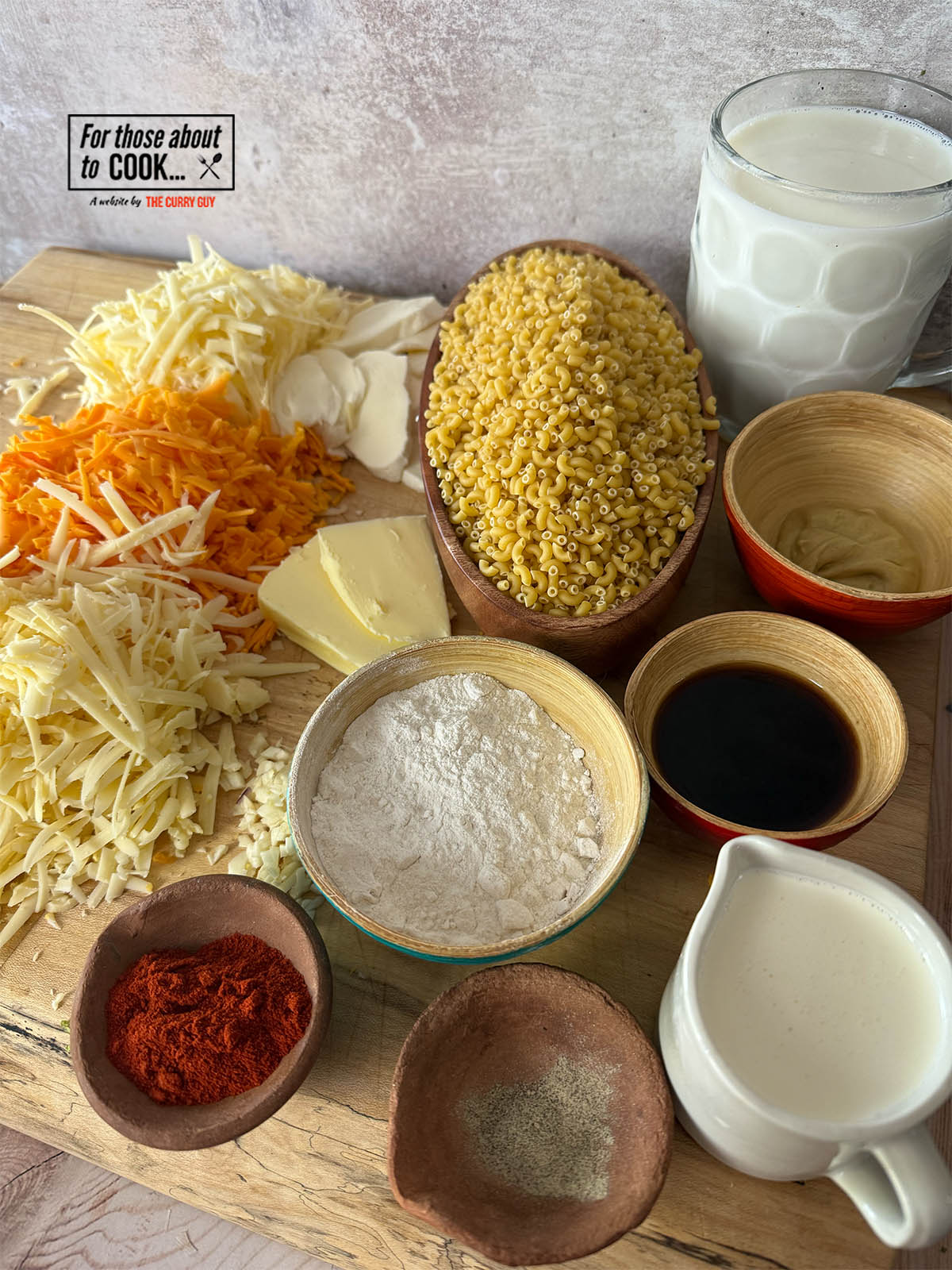 Ingredients for mac and cheese