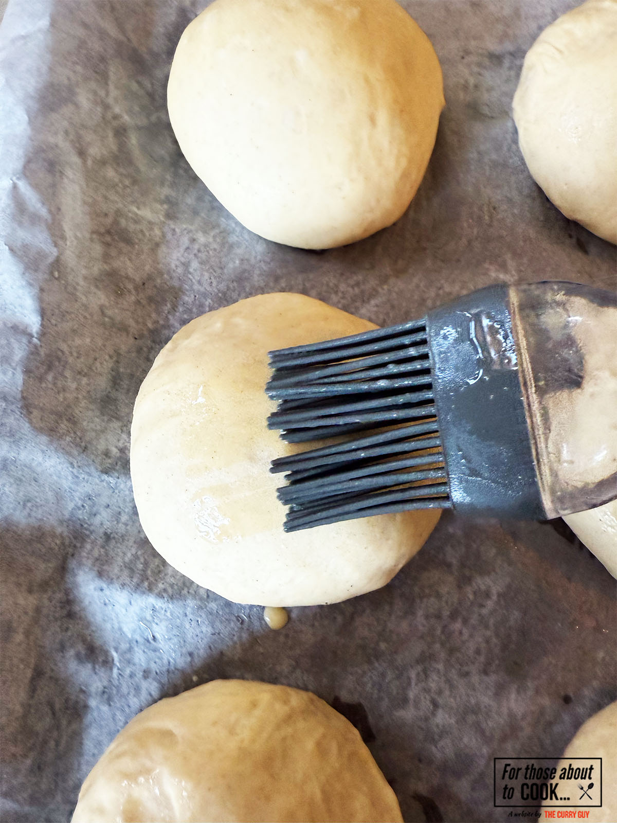 Brushing with egg yolk