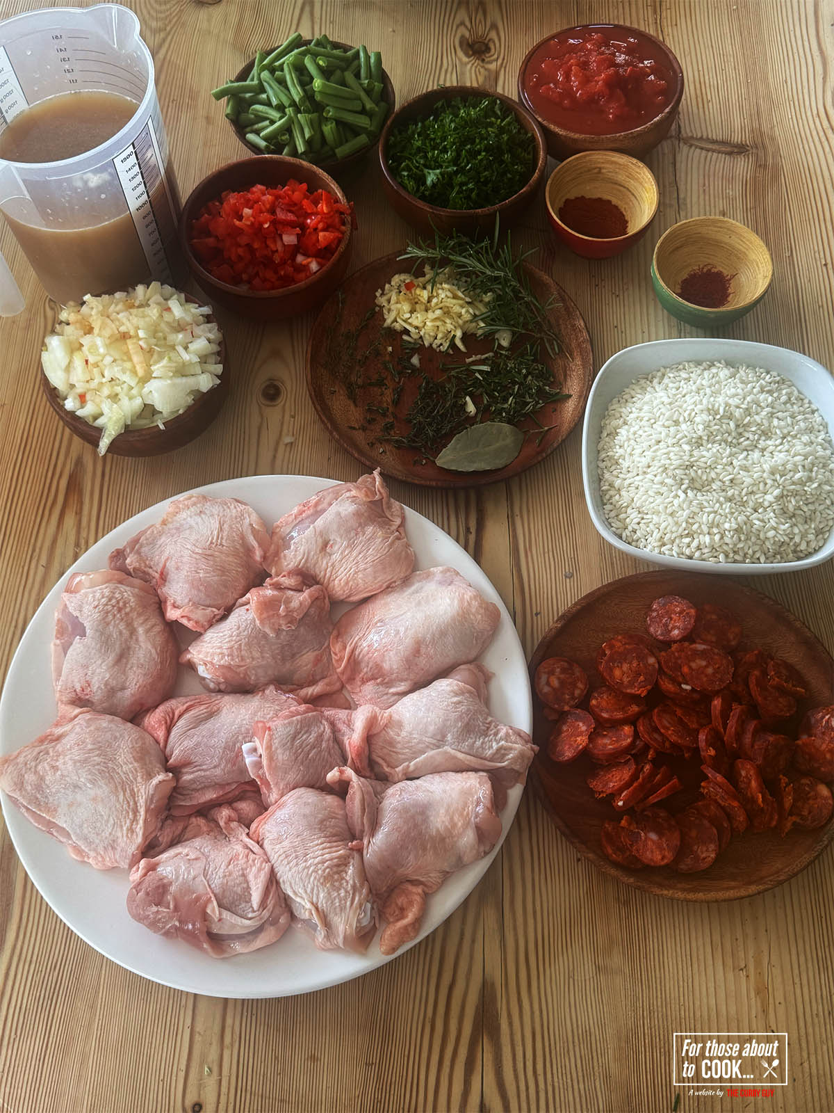 The ingredients for the recipe on a counter top.