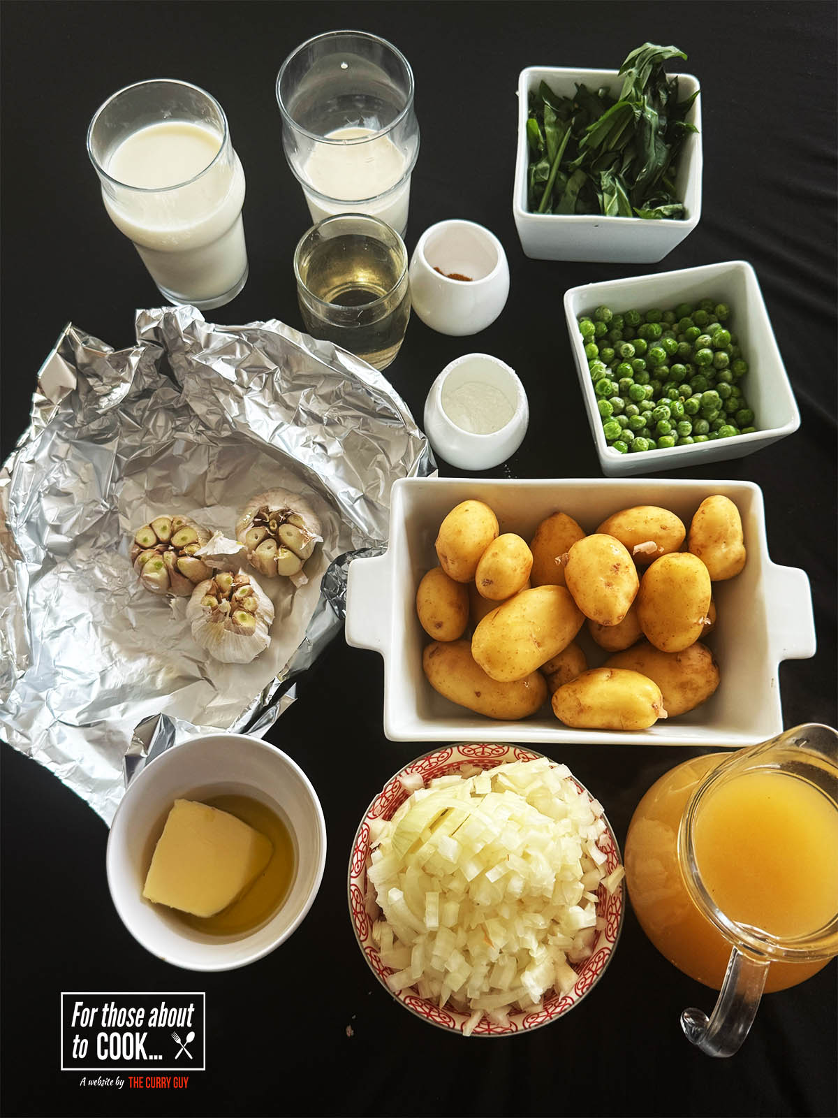 Ingredients for the recipe on a counter top.