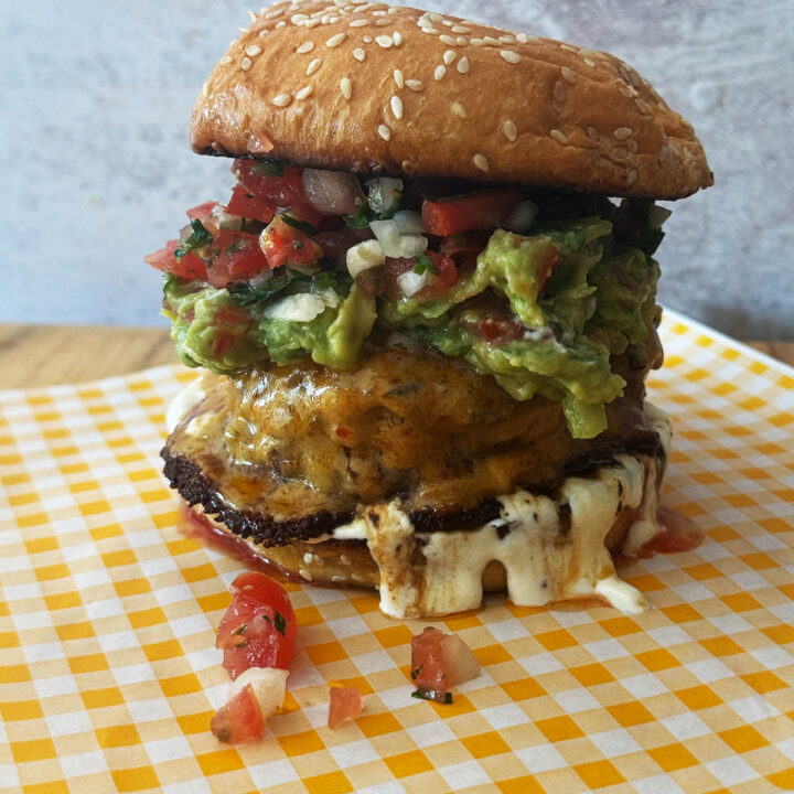 Finished guacamole burger