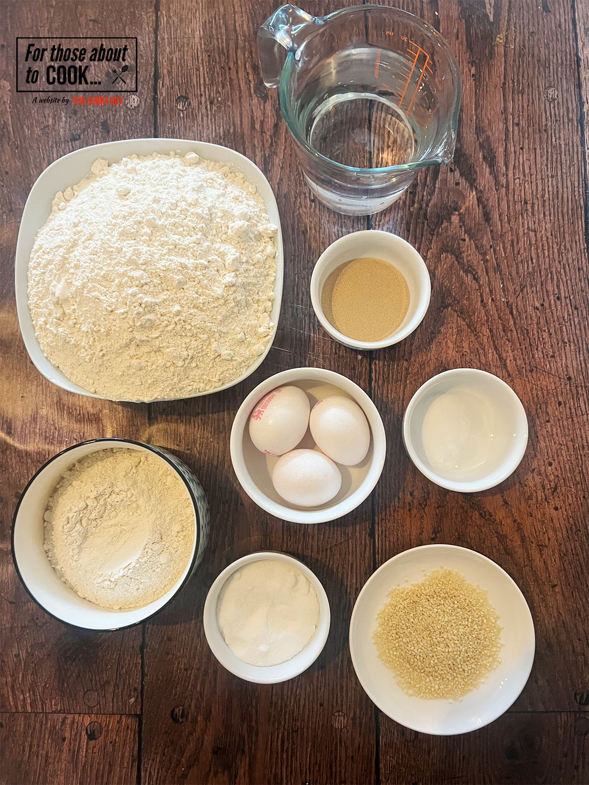 Ingredients for homemade hamburger buns