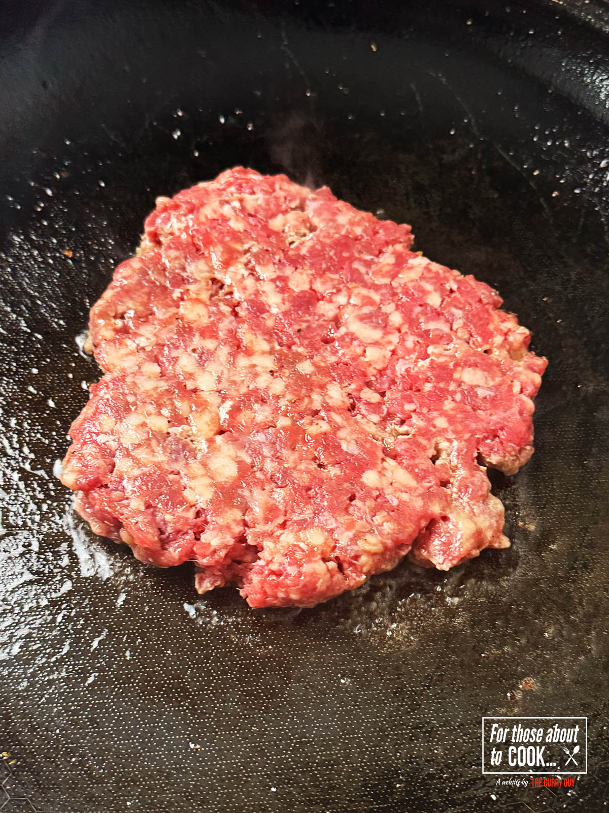 Patties pressed thinly and fried in a pan