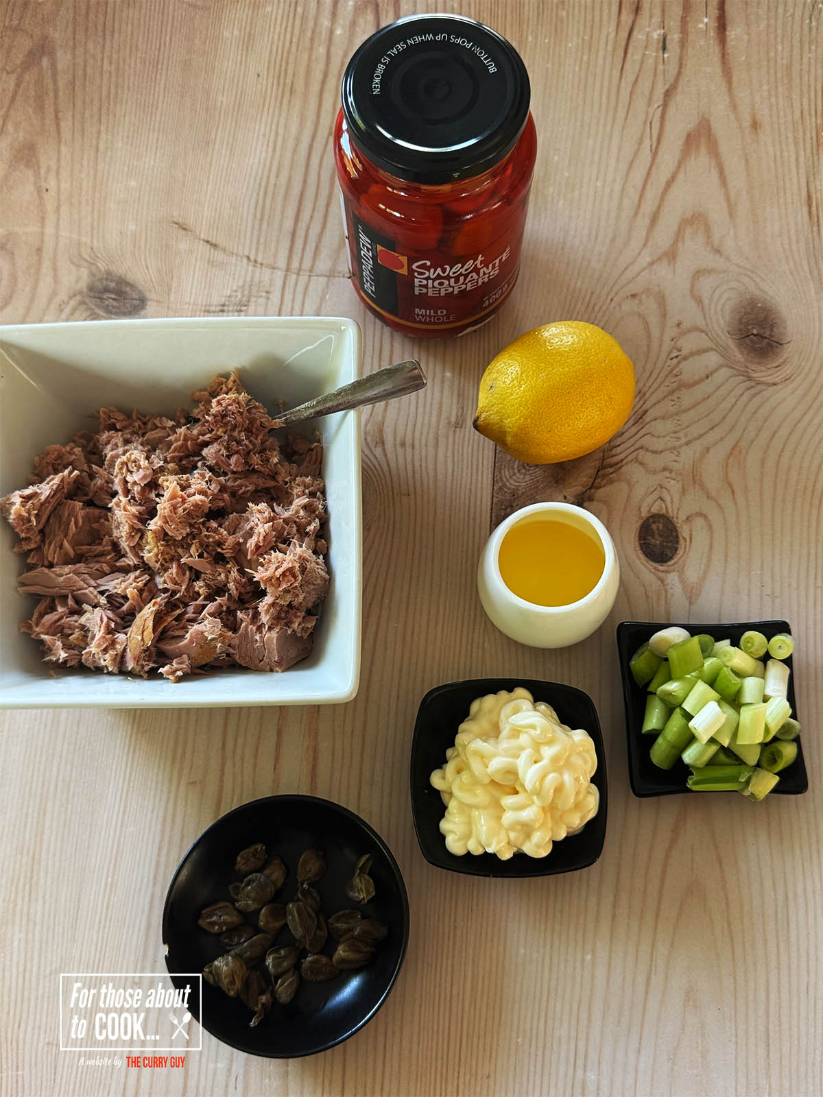 The ingredients for the recipe on a counter top.