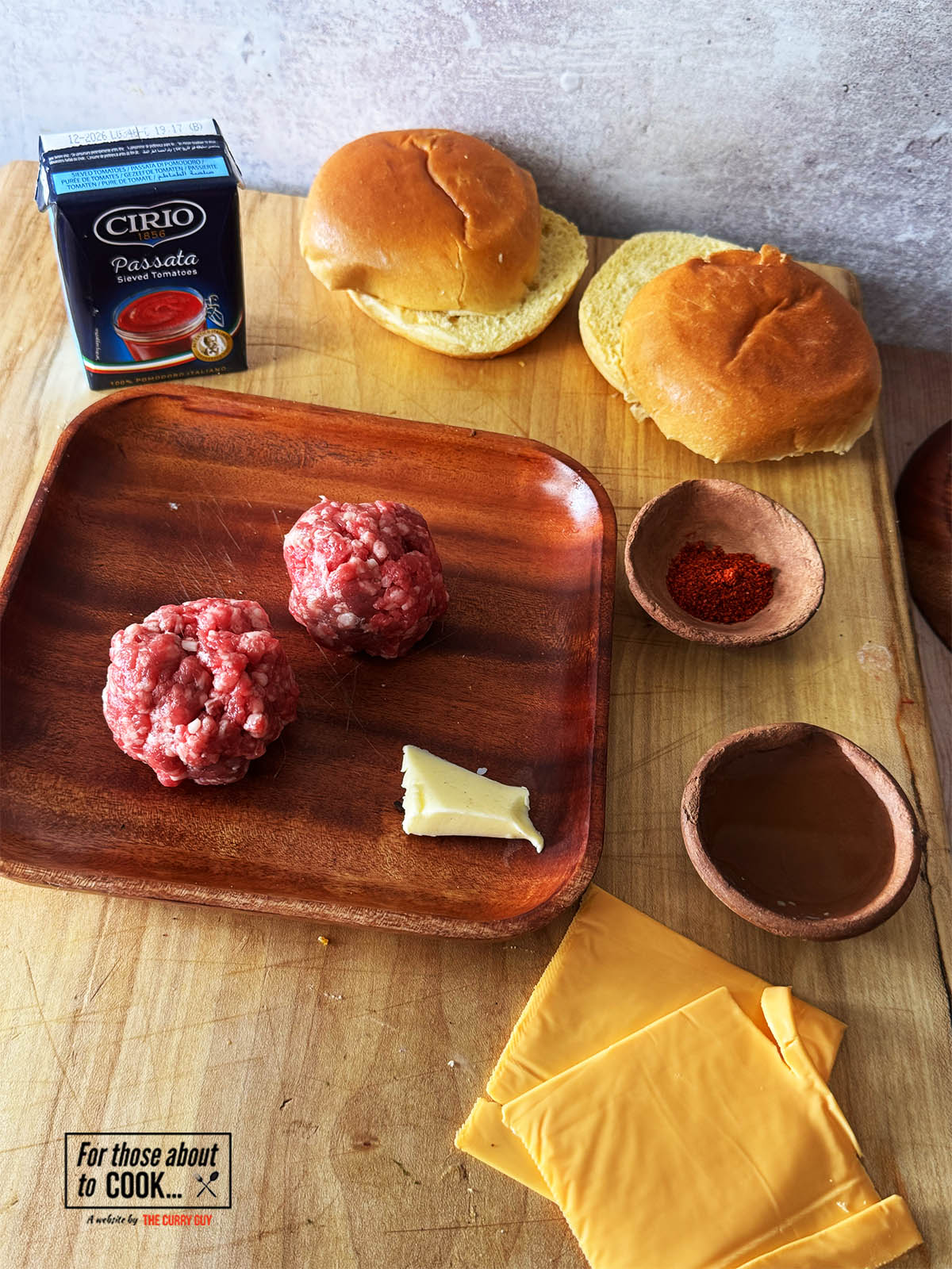 Ingredients for wet burger 