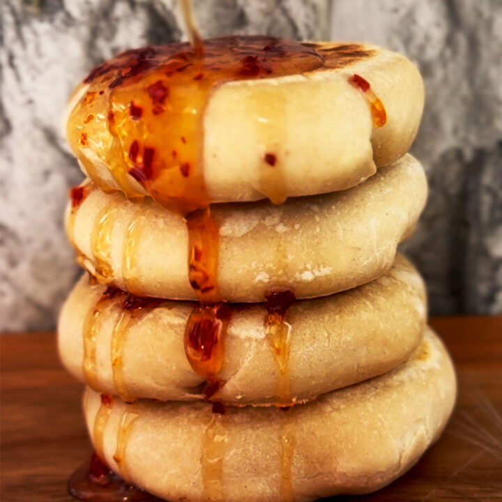Finished feta and hot honey stuffed flatbreads