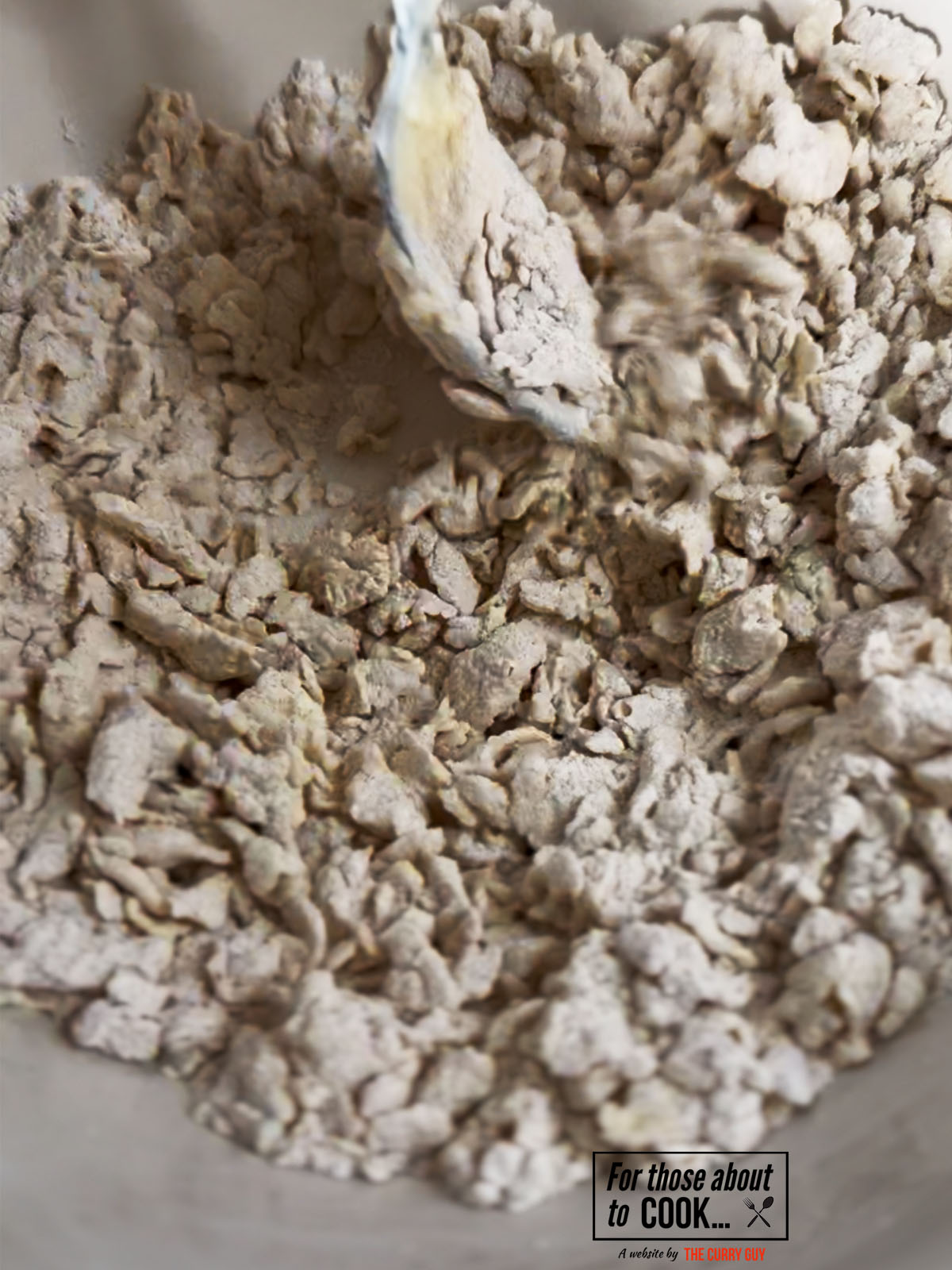 Shaggy dough formed in a bowl