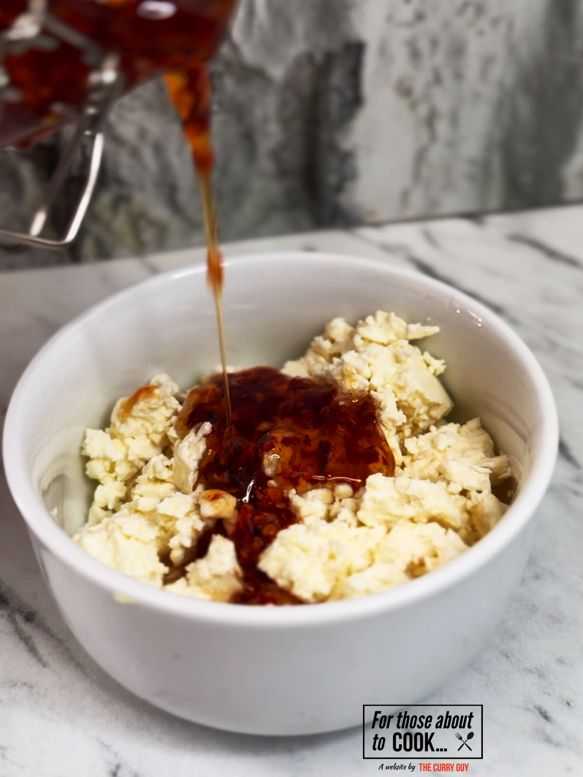 hot honey added to the feta
