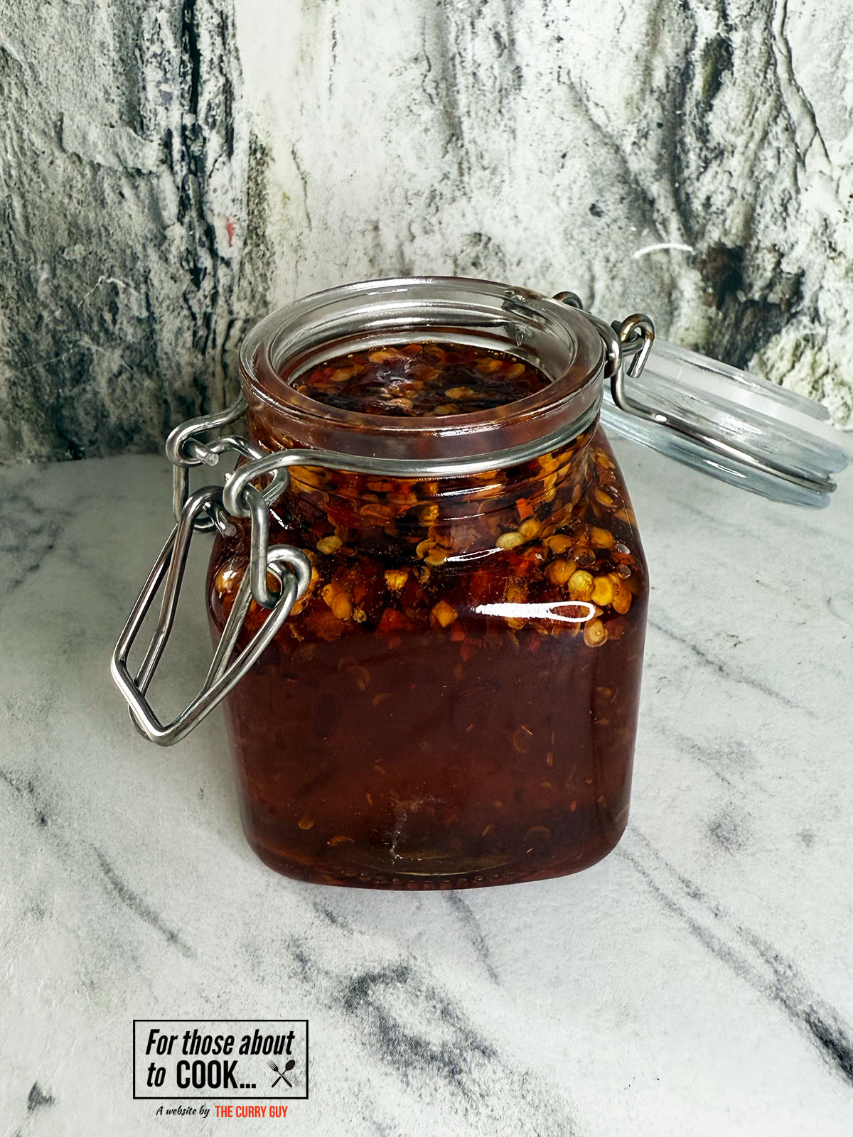 Hot honey in an airtight container