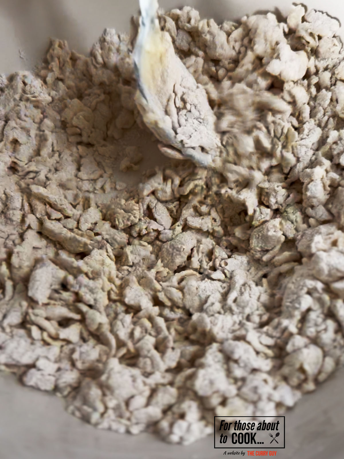 shaggy dough formed in a bowl
