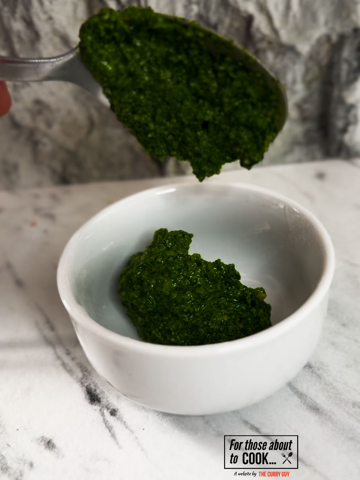 Pesto set aside in a bowl