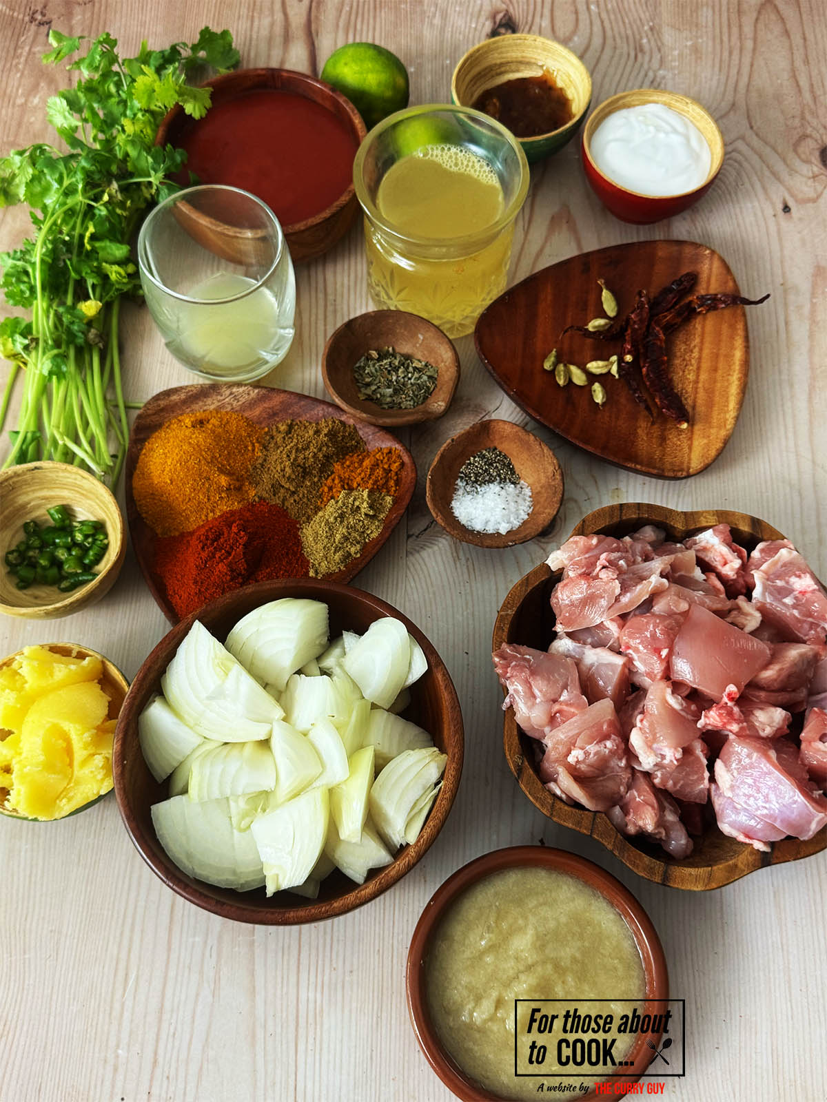 The ingredients for the recipe laid out on a counter top