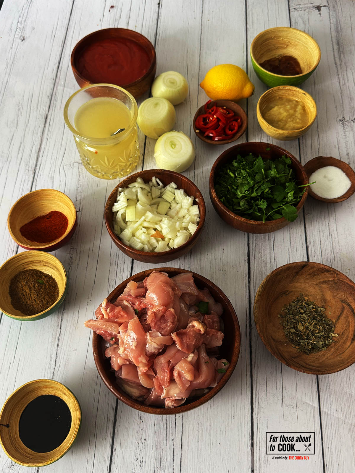 Ingredients for the recipe on a counter top.