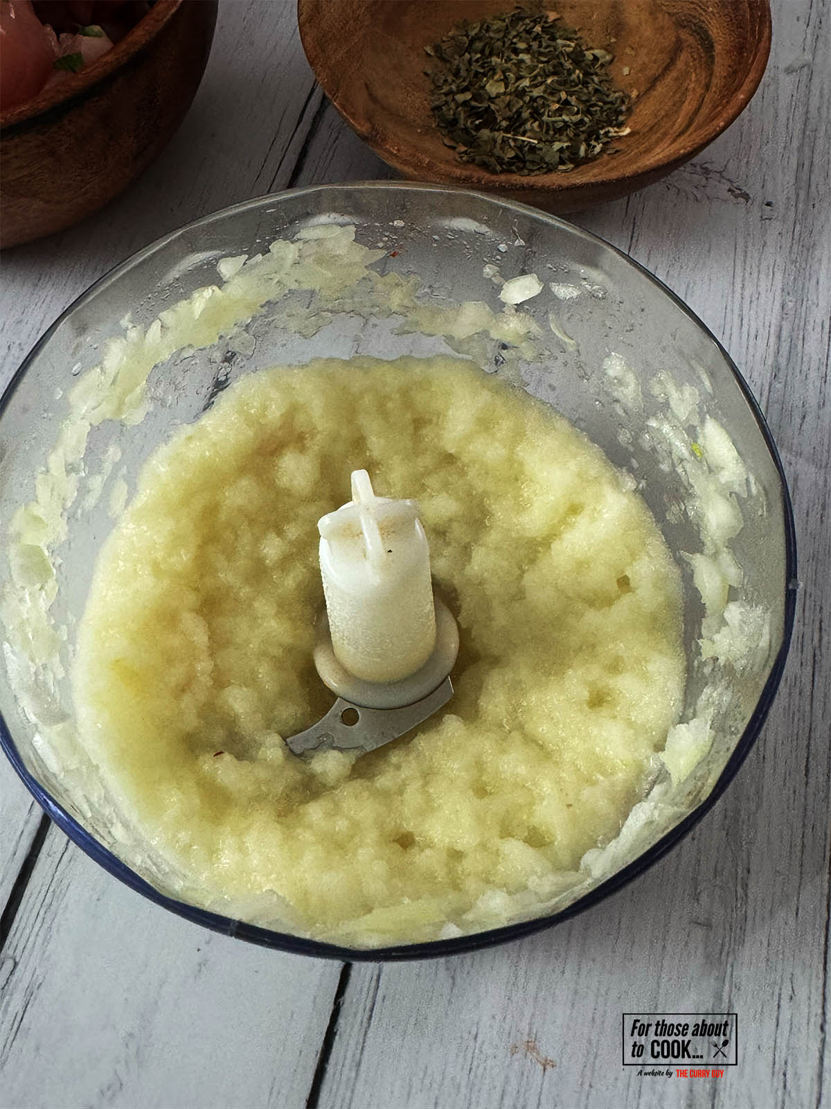 Blending the two onions to a paste.