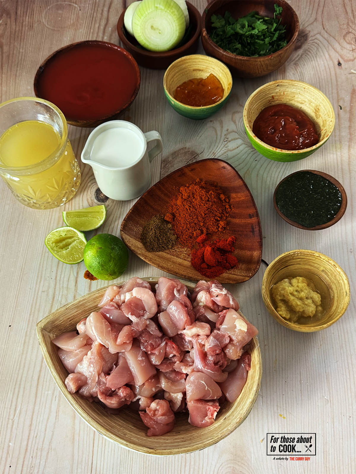 The ingredients for the recipe on a counter top.