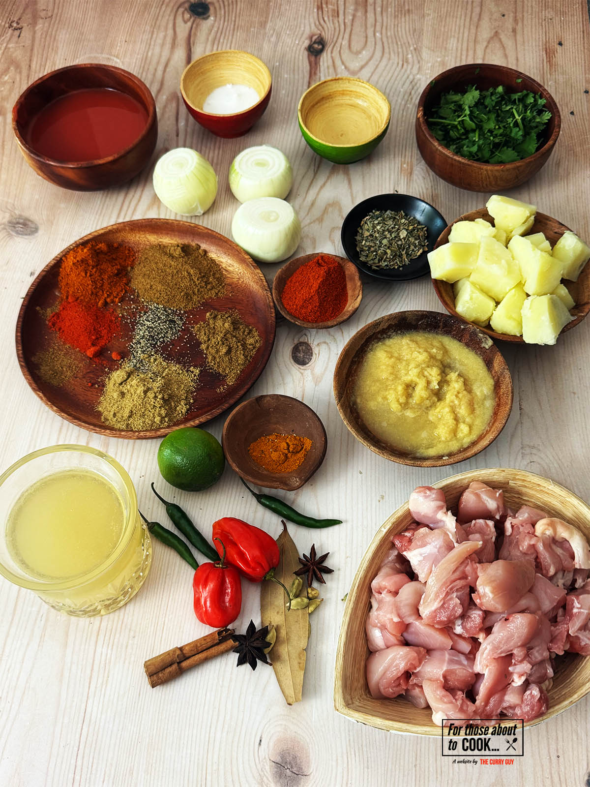 The ingredients for the recipe on a counter top.