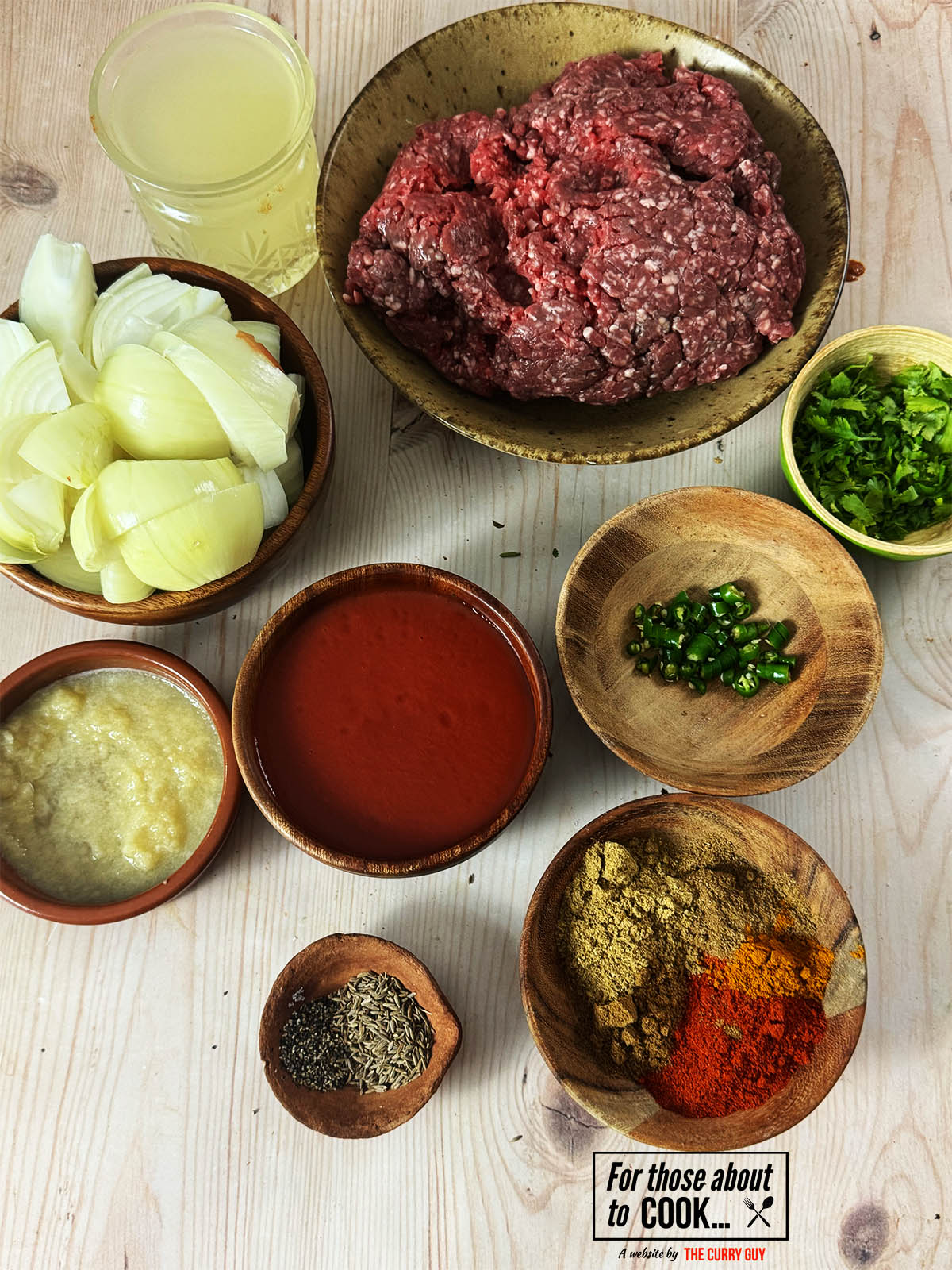 The ingredients for the recipe on a counter top.