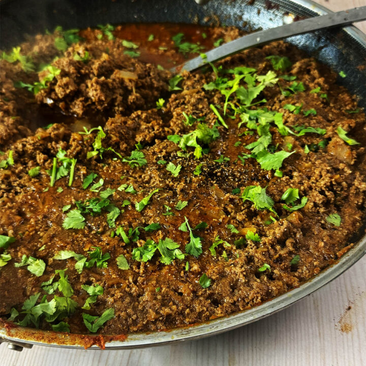 The 30 Minute Keema in the pan it was cooked in.