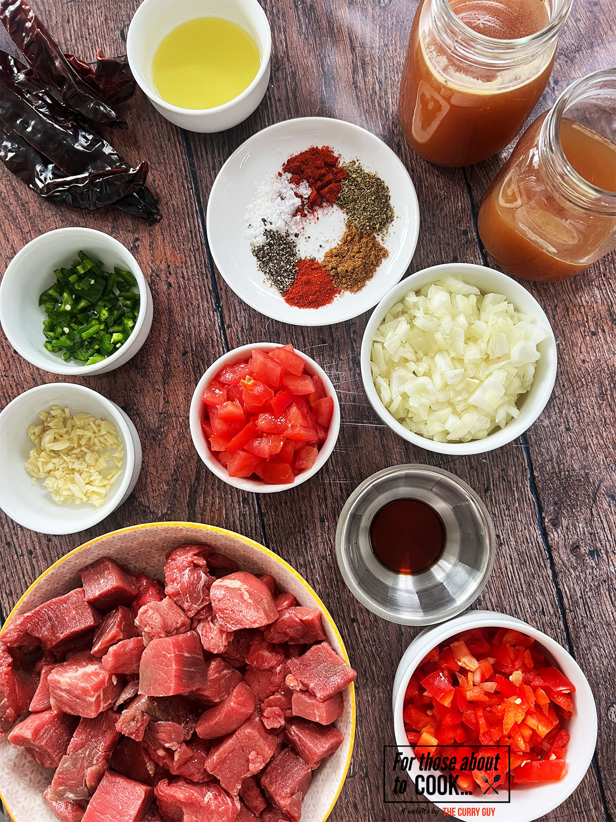 Ingredients for carne guisada