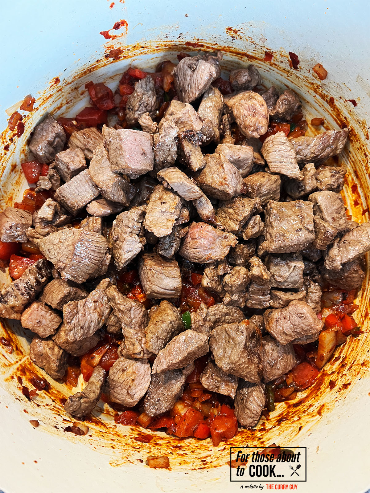 Beef returned to the pan