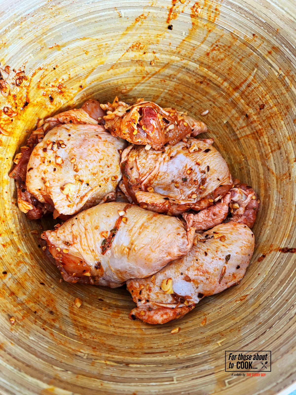 Chicken coated in marinade