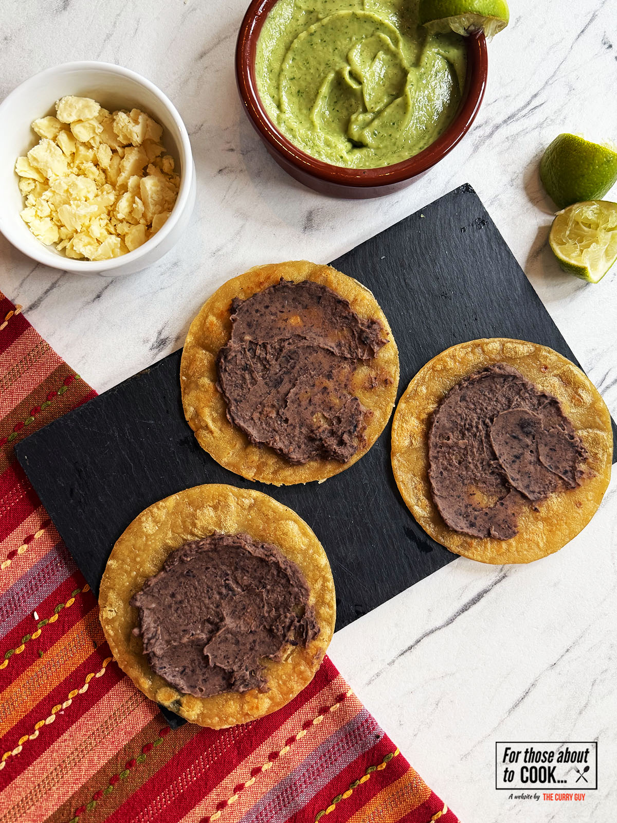 Black beans added to corn tortillas