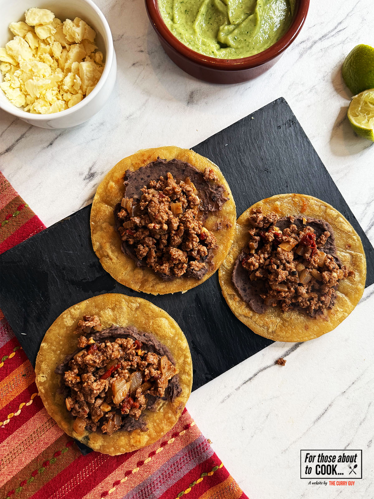 Tostadas topped with ground beef
