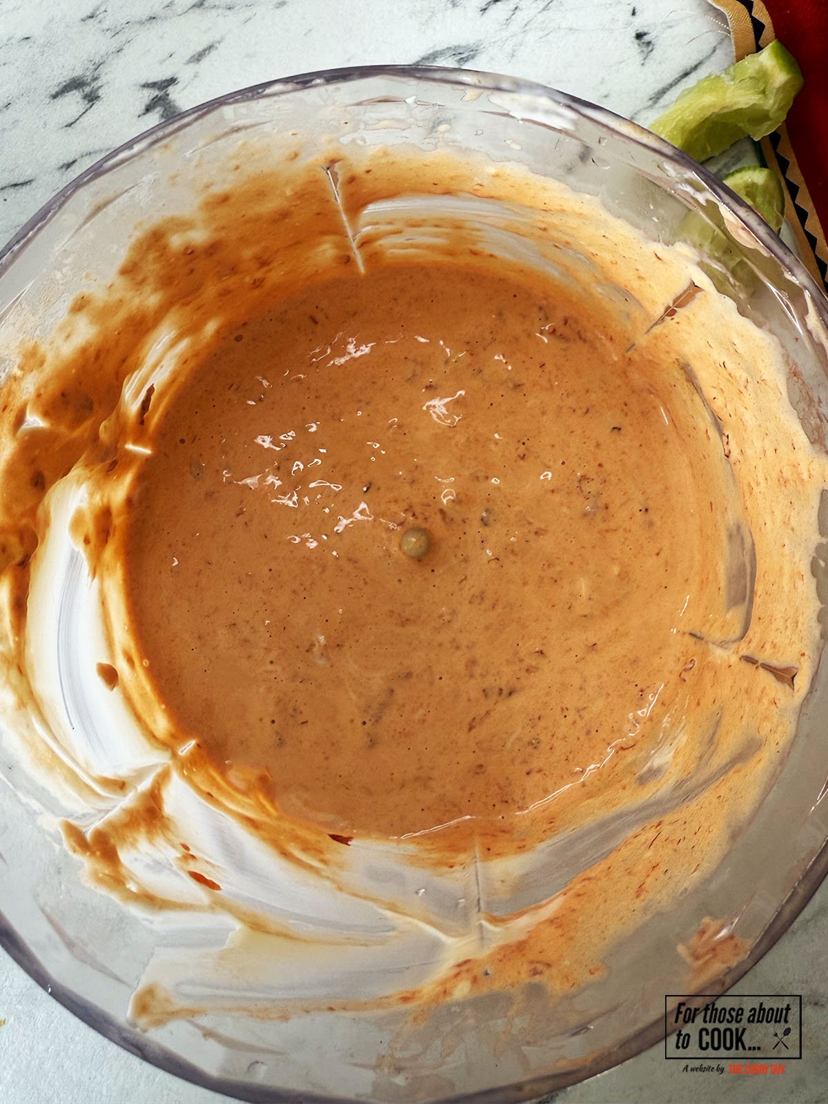Spicy mayonnaise blended together in a food processor
