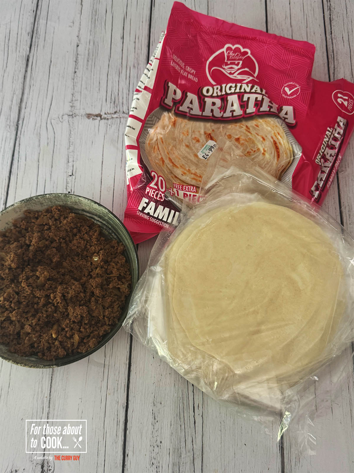 Ingredients for the recipe laid out on a countertop.