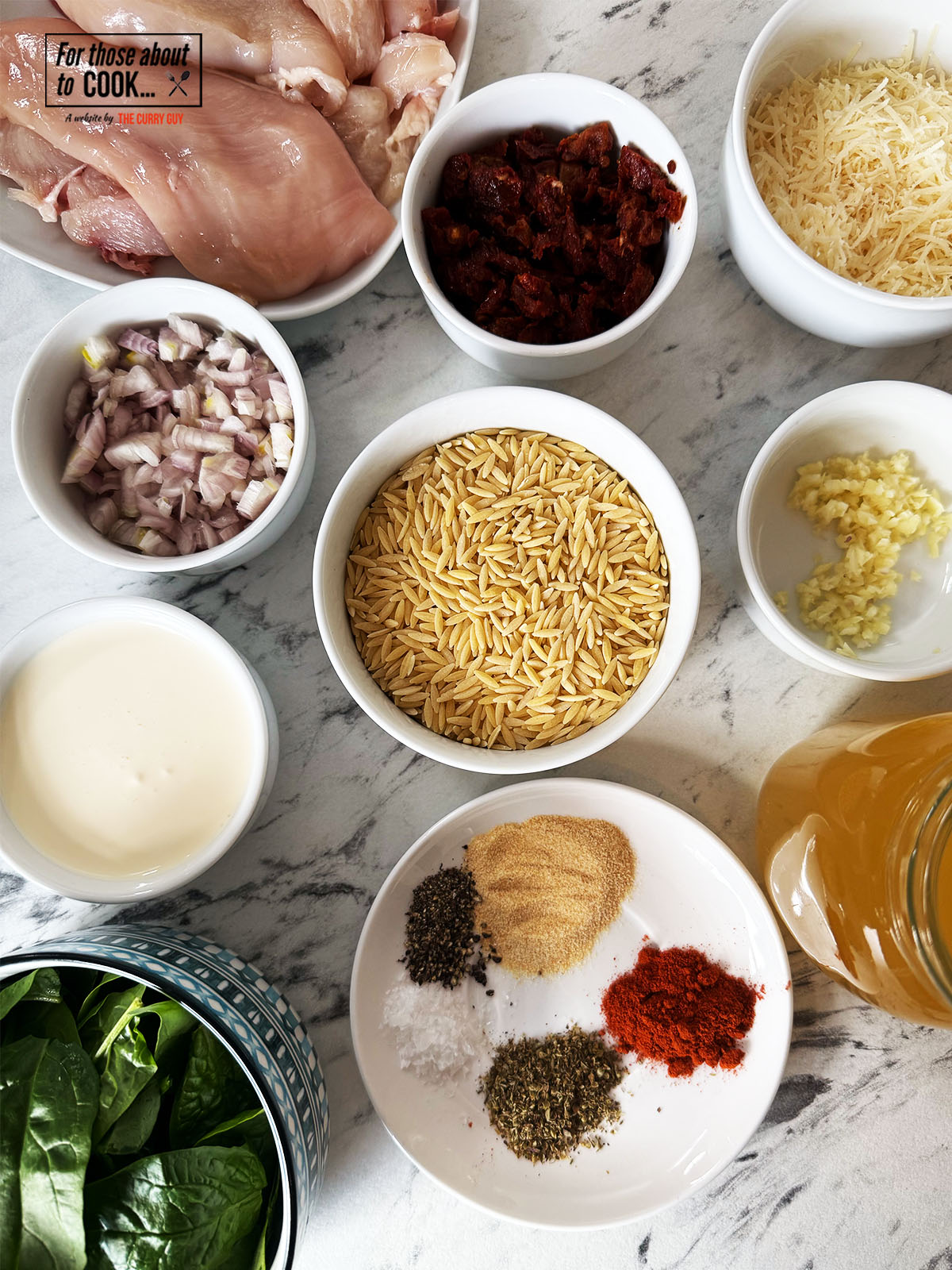 Ingredients for marry me chicken orzo