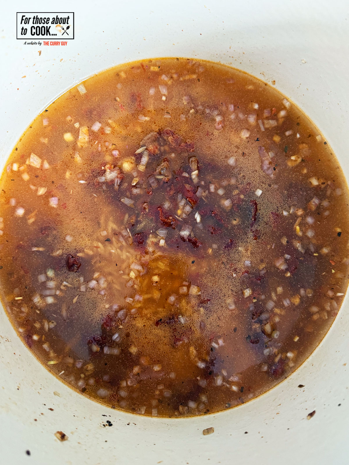 Stock added to the pan
