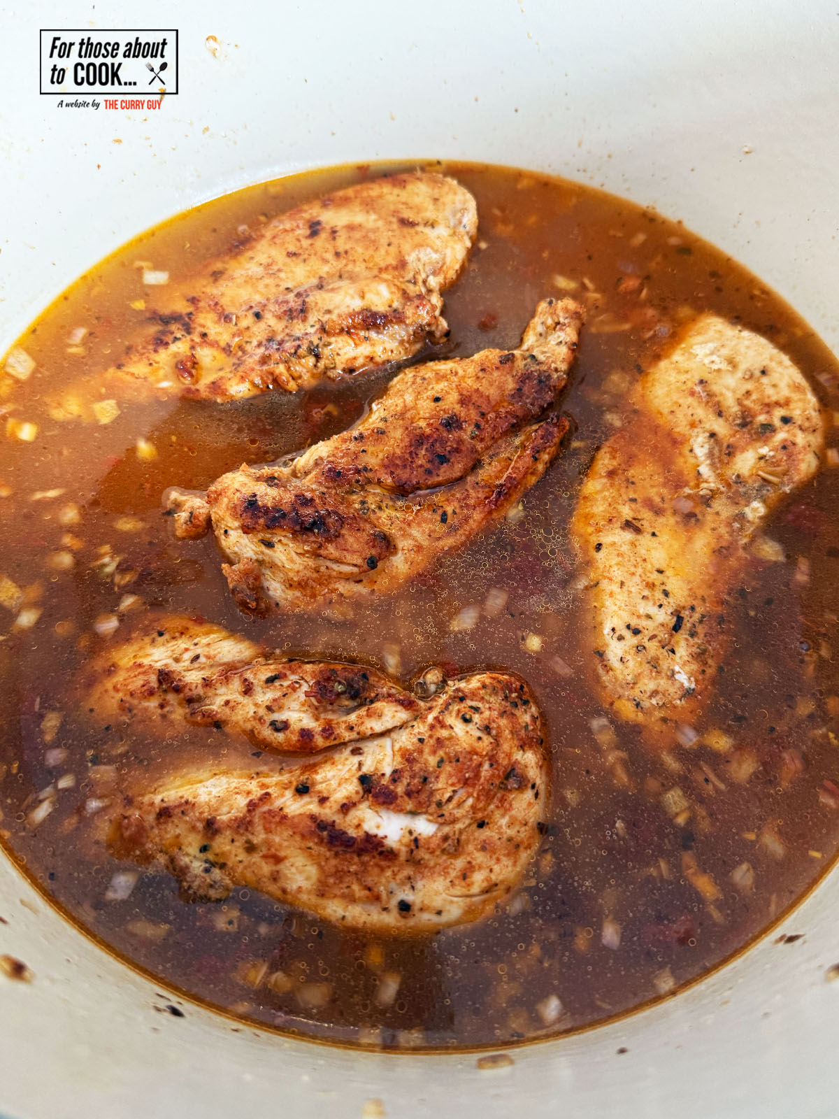 Chicken returned to the pan