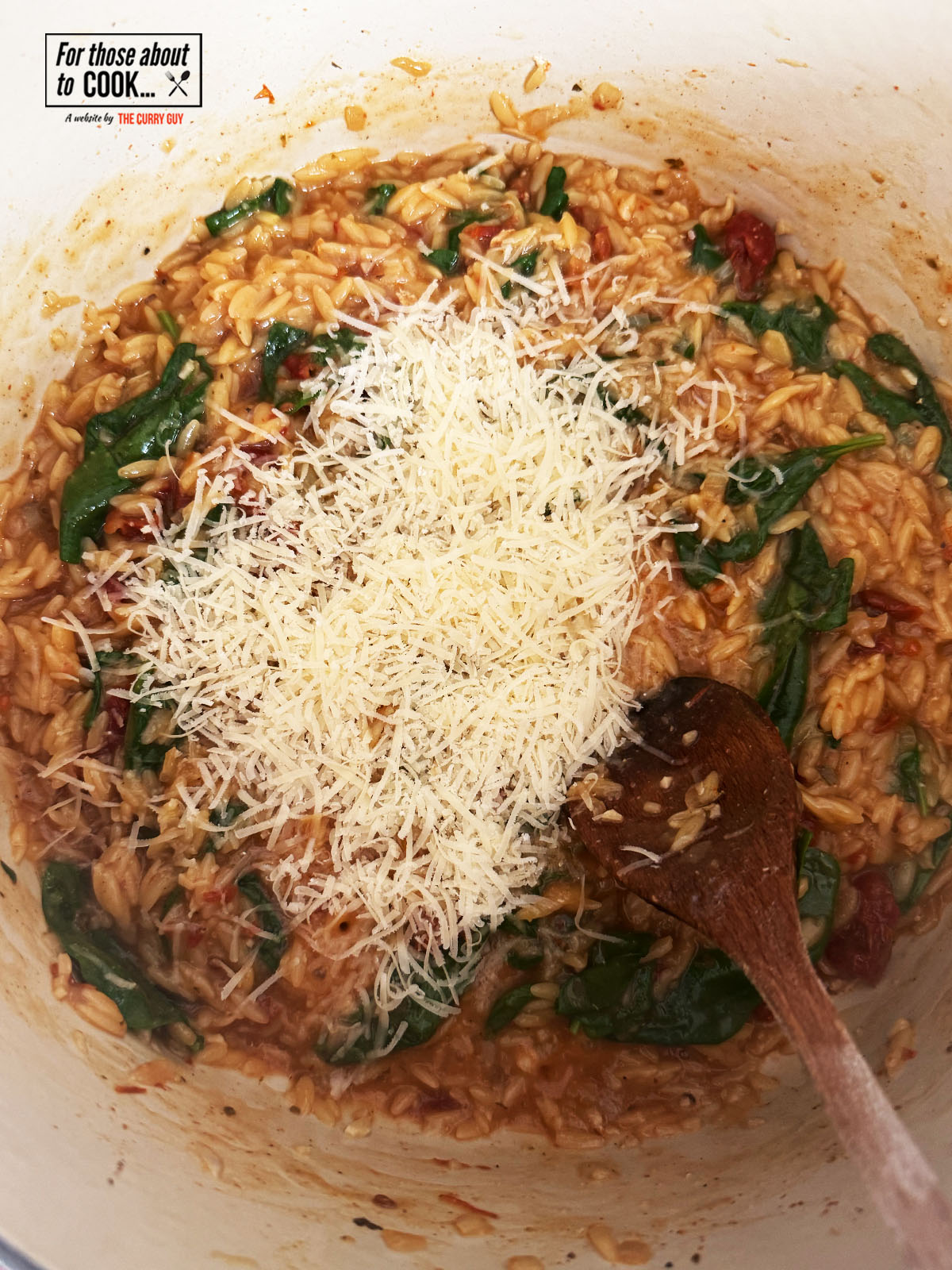 Parmesan topped chicken orzo