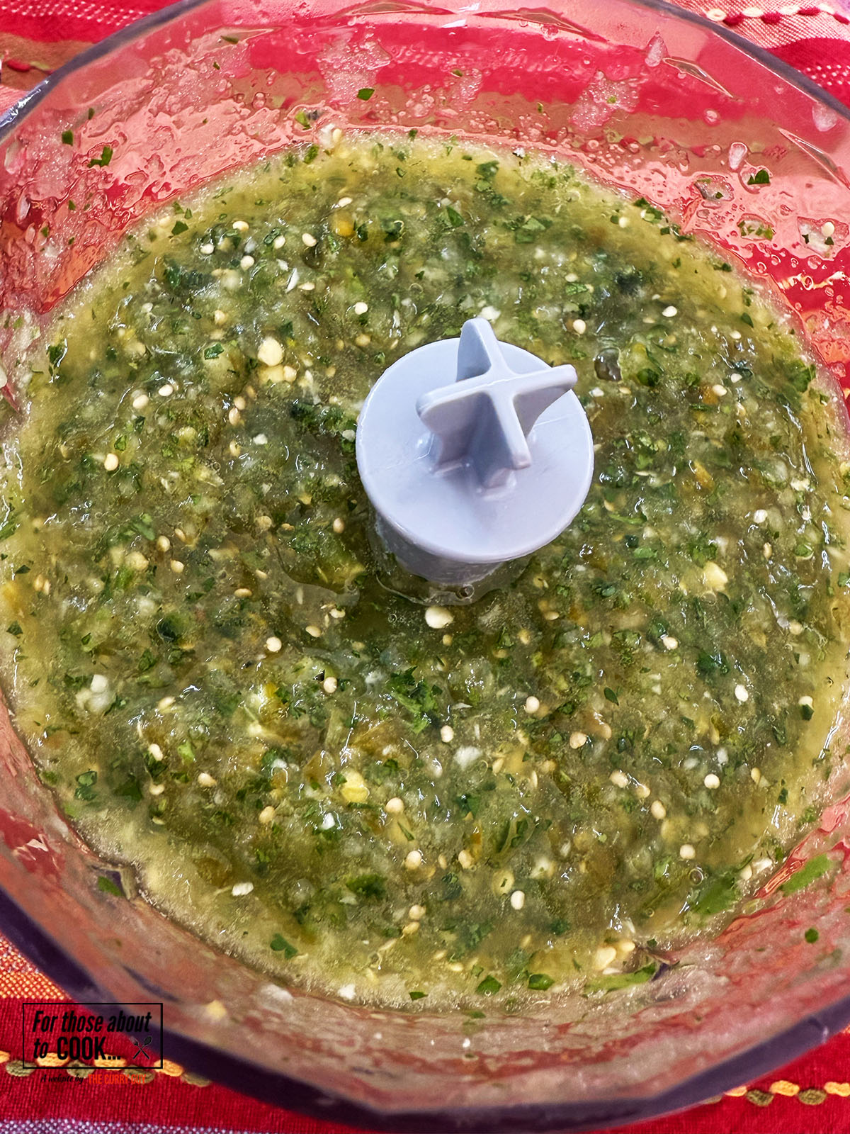 Sauce ingredients blended in a food processor