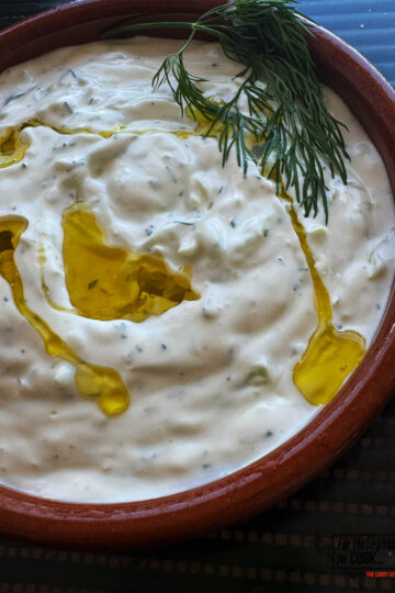 Tzatziki in a serving bowl