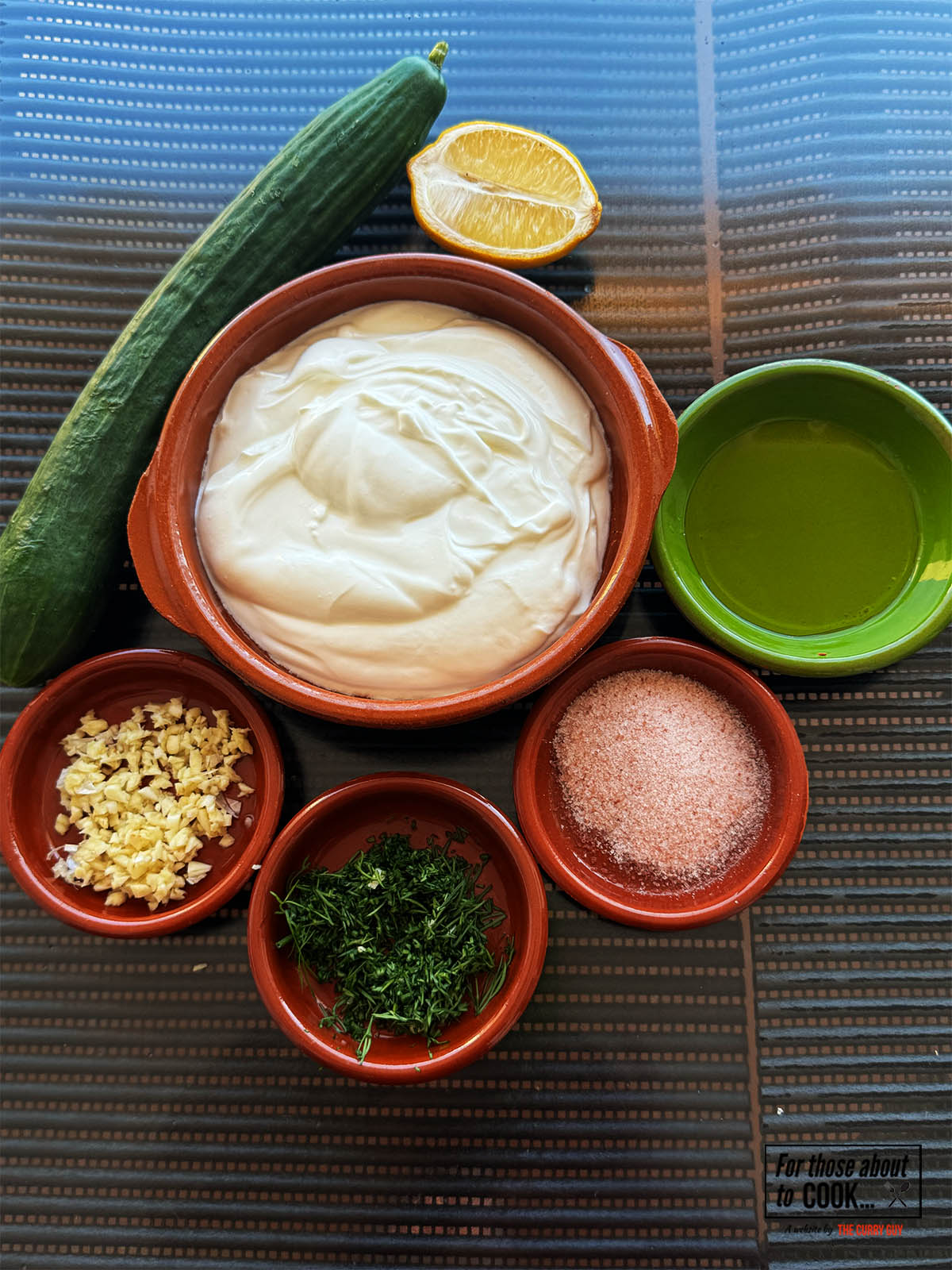 Ingredients for the recipe on a counter top.
