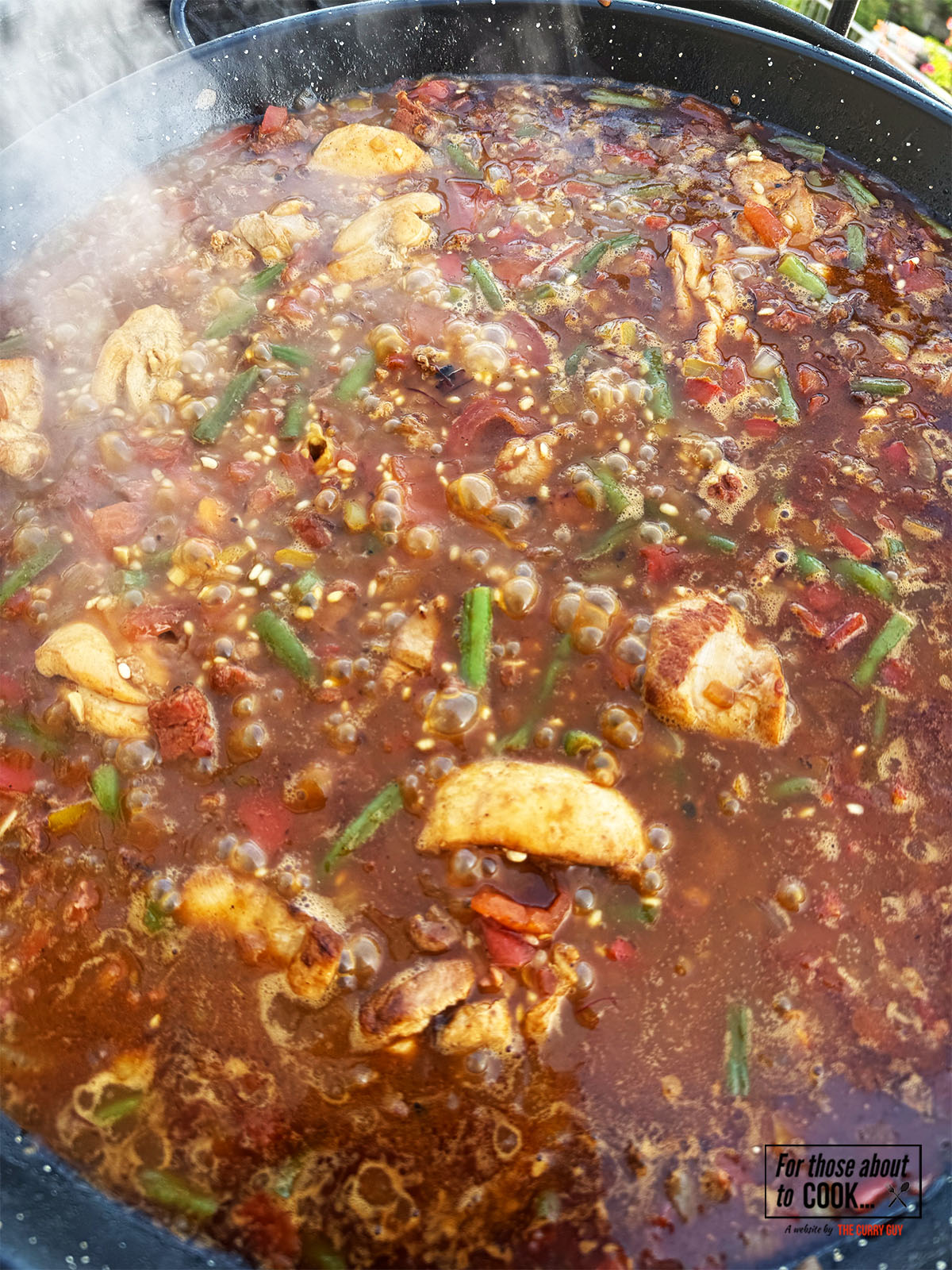 Stock added to the paella