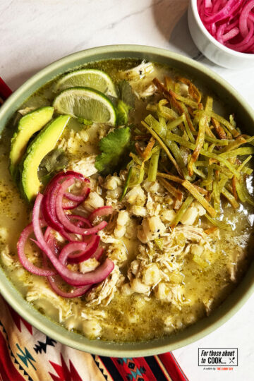 pozole verde served in a bowl