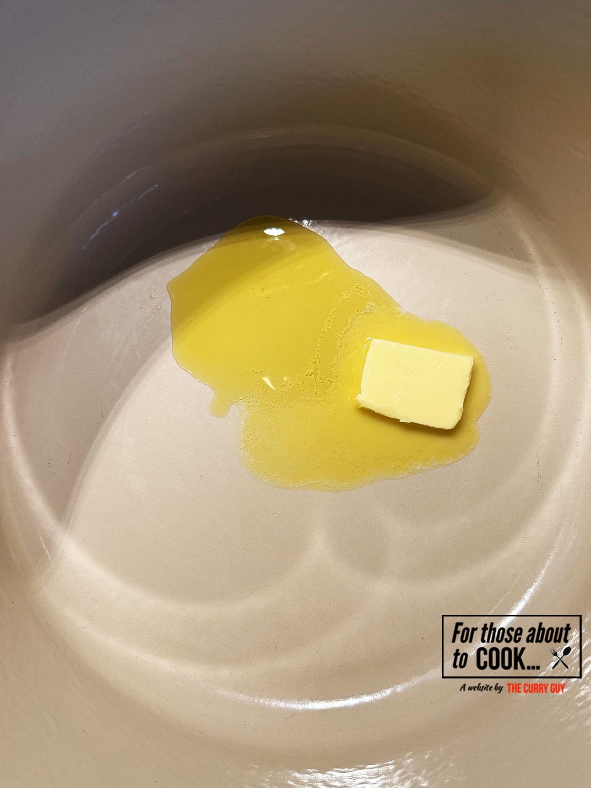 Butter melting in a large pot