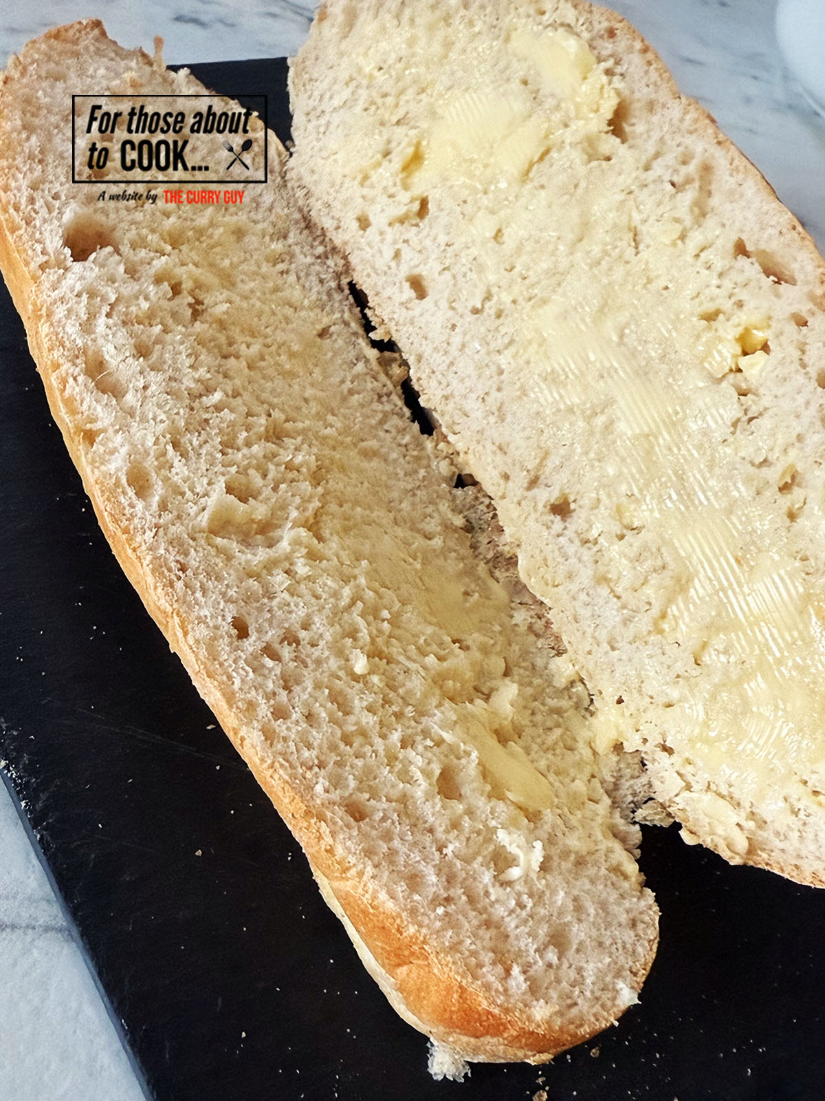 buttering the bread.