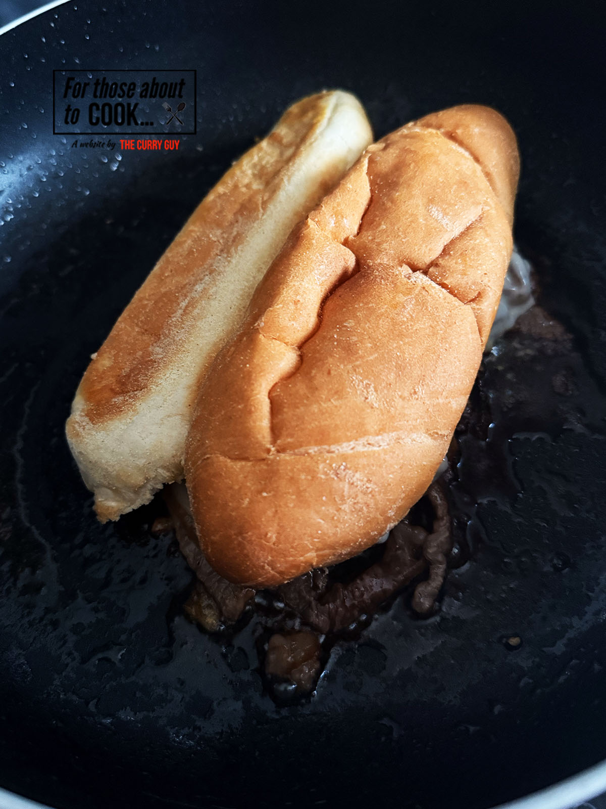 steaming the bun for the philly cheesesteak