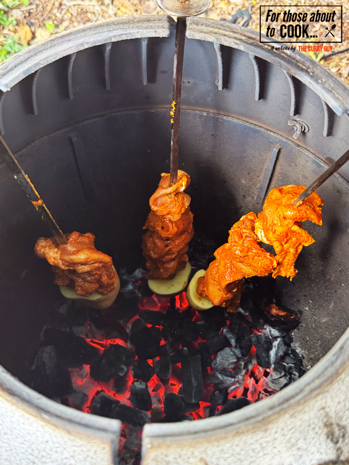 cooking the shawarma in a tandoor.
