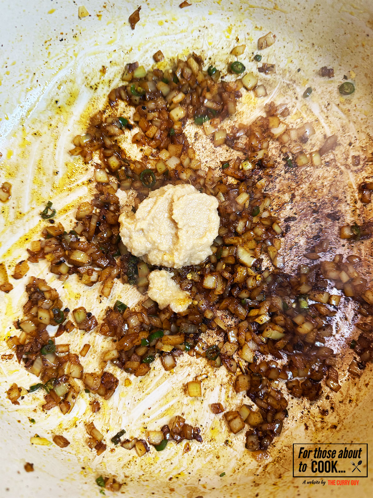 minced garlic added to the pan