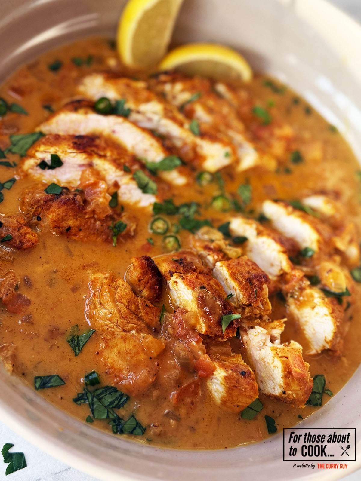 Spicy Brazilian Coconut Chicken served up in a bowl.