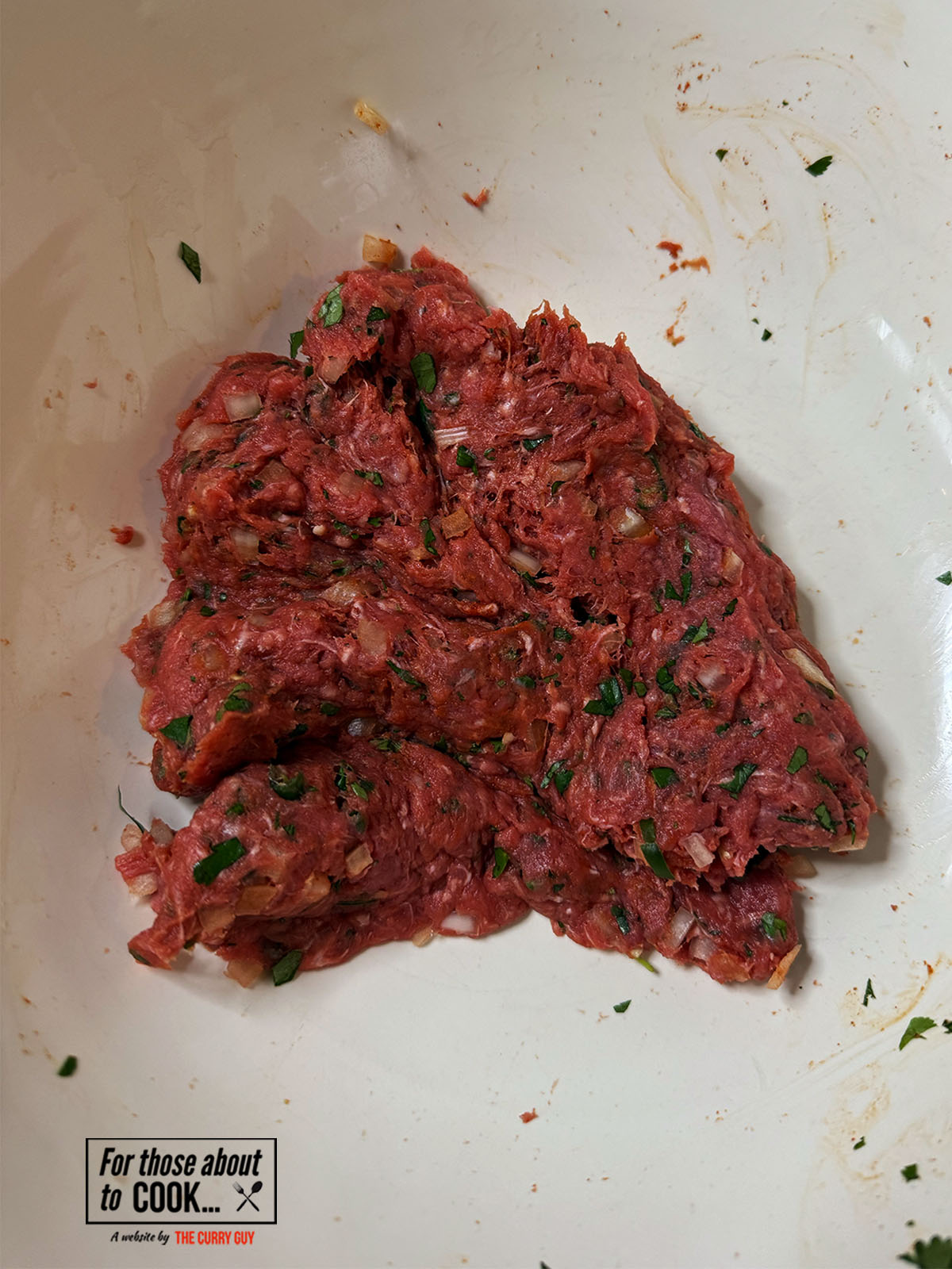 Kneaded minced meat with spices, onion and coriander